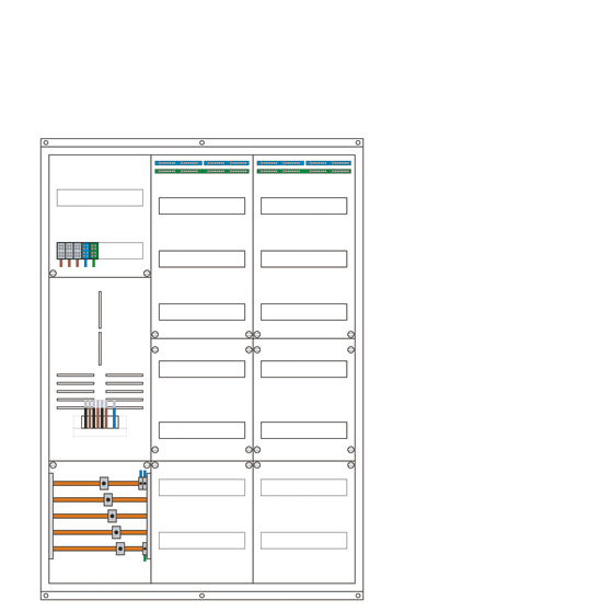 Zählerschrank 3Punkt, 1 Zählerplatz, 2 Verteiler