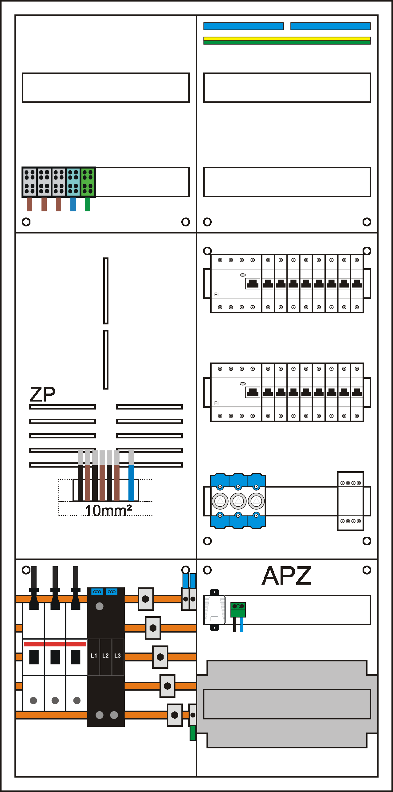 Zählerschrank 3HZ bestückt 1 Zählerplatz, 1 Verteiler mit APZ mit 10mm² Verdrahtung