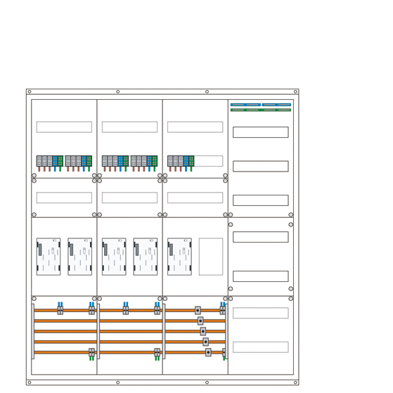 Zählerschrank eHZ 5 Zählerplätze, 1 Leerplatz, 1 Verteiler