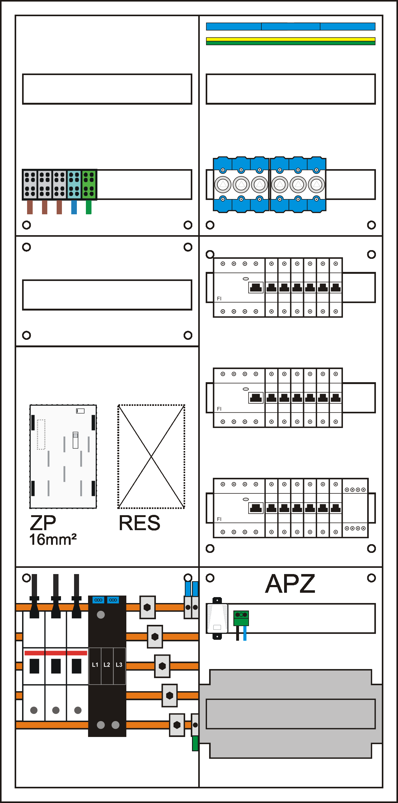 Zählerschrank eHZ bestückt 1 Zählerplatz, 1 Verteiler mit APZ und 16mm² Verdrahtung