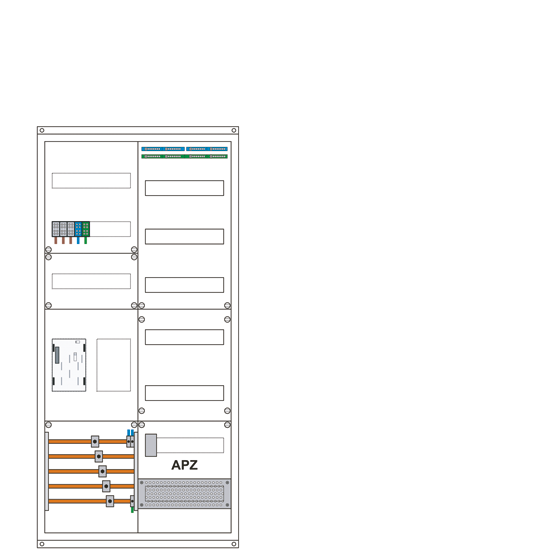 Zählerschrank 3Punkt 1 Zählerplatz, 1 Leerplatz, 1 Verteilerkomplett bestückt mit ETI Modularkomponenten