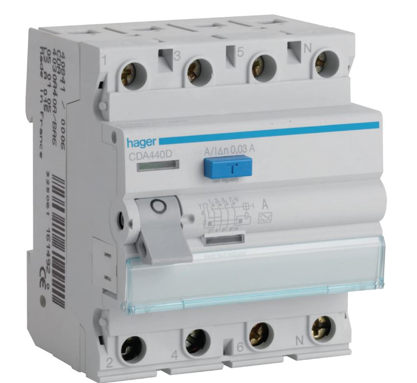 FI-Schutzschalter Hager CDA440D 4 polig, 40A (0,03 A)