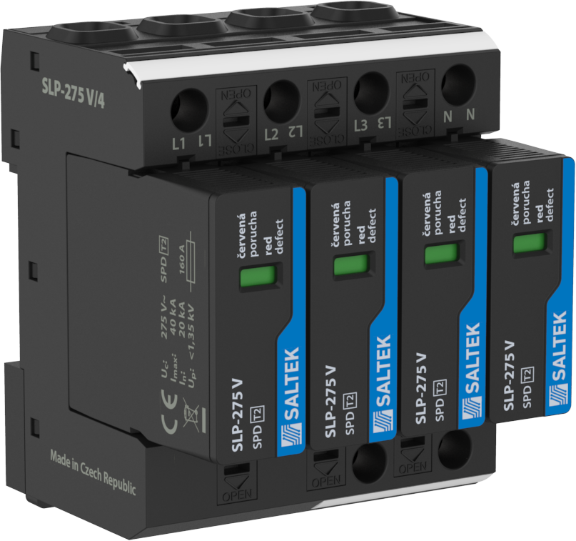 Mittelschutz für die Hutschiene SLP-275 V/4 mit Fernmeldekontakt