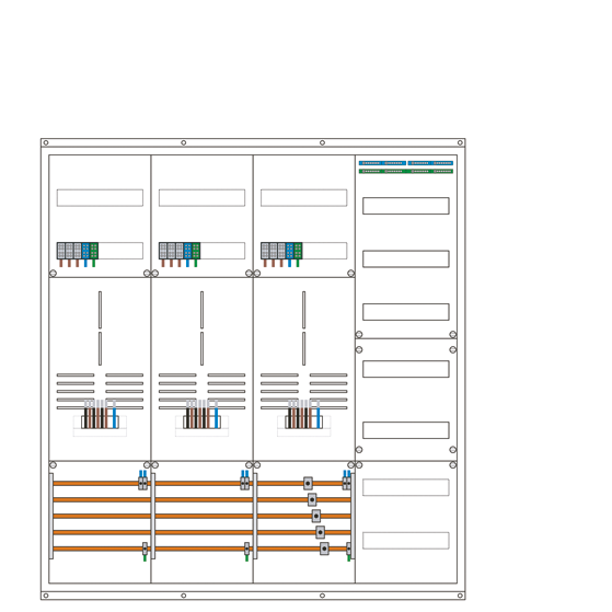 Zählerschrank 3Punkt, 3 Zählerplätze, 1 Verteiler