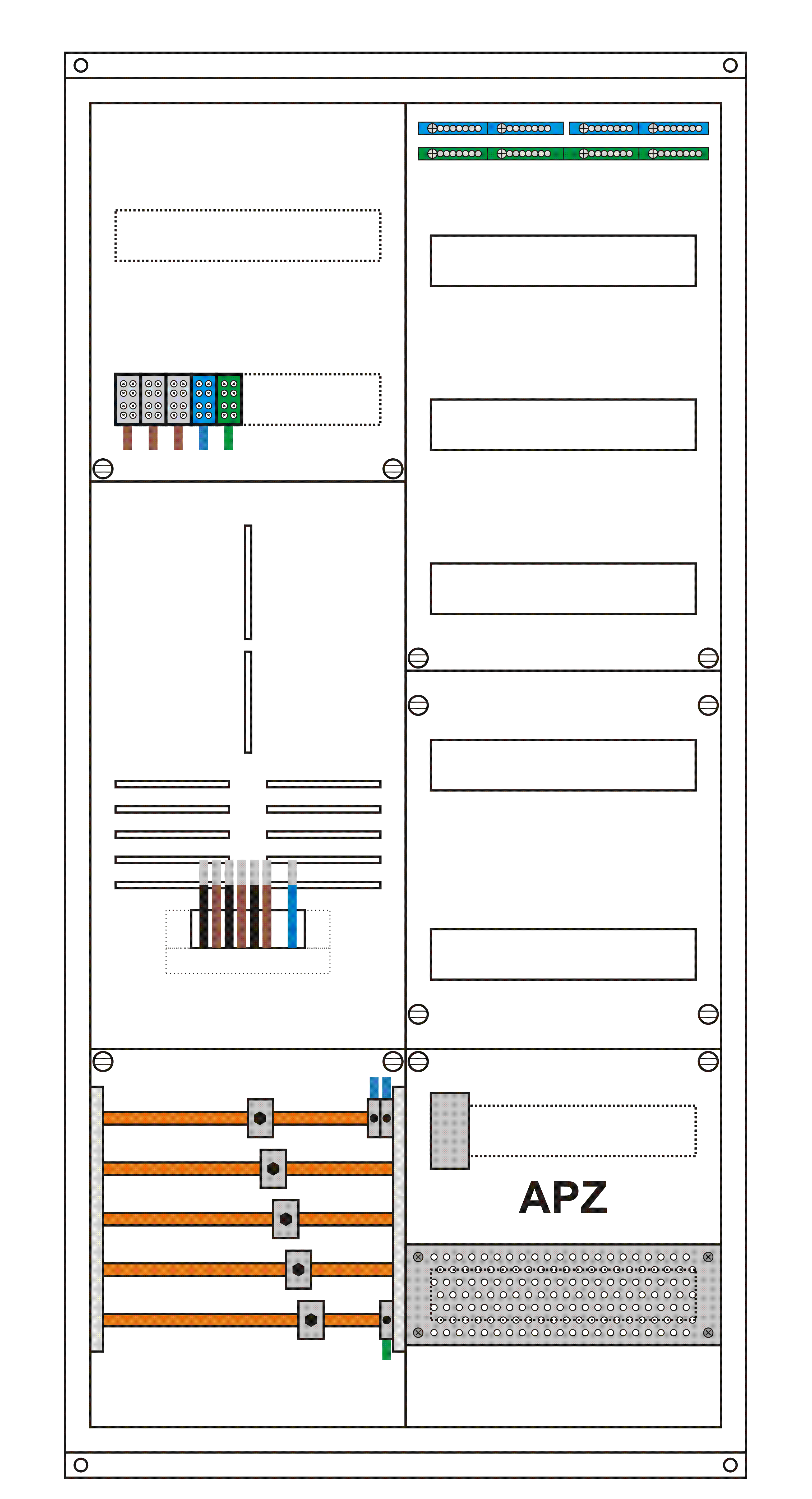 Zählerschrank eHZ 1 Zählerplatz, 1 Leerplatz, 1 Verteiler, komplett bestückt mit ABB Modularkomponenten Zählerschrank eHZ 1 Zählerplatz, 1 Leerplatz, 1 Verteiler, komplett bestückt mit ABB Modularkomponenten