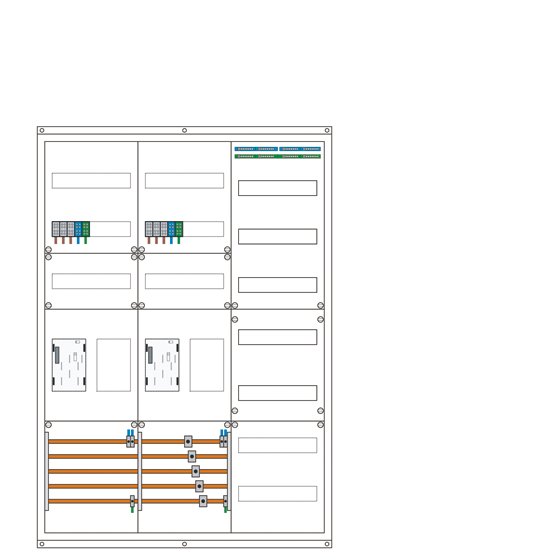Zählerschrank eHZ 2 Zählerplätze, 2 Leerplätze, 1 Verteiler 