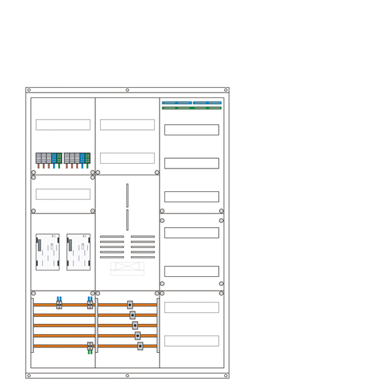Zählerschrank eHZ 2 Zählerplätze, 1 TSG, 1 Verteiler