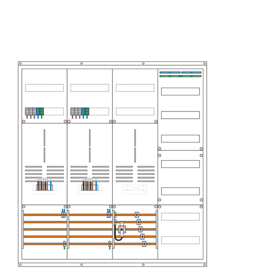 Zählerschrank 3Punkt,  2 Zählerplätze, 1 TSG, 1 Verteiler