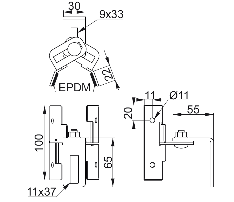 Halter für Trapezblech, verstellbar, RUBTE