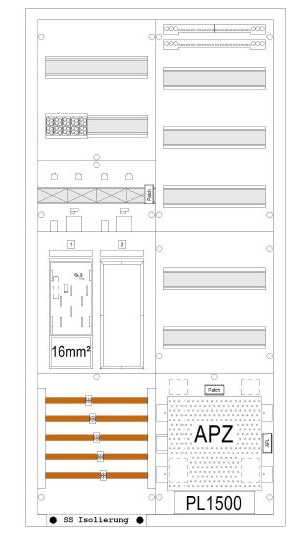 Zählerschrank eHZ 1 Zählerplatz, 1 Leerplatz, 1 Verteiler inklusive APZ Feld mit 16mm²