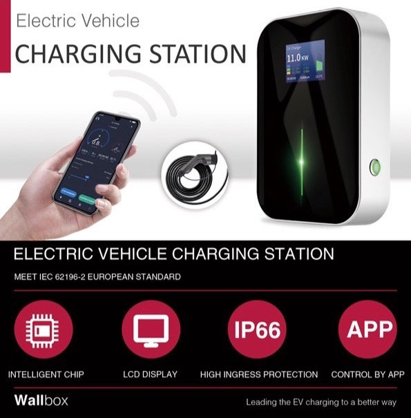 Wallbox Ladestation für Elektrofahrzeuge mit 11kW und 3Phasig mit APP Steuerung 