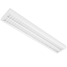 Rasteranbauleuchte, Gehäuse weiß und Aluraster glänzend für 2x LED Tube