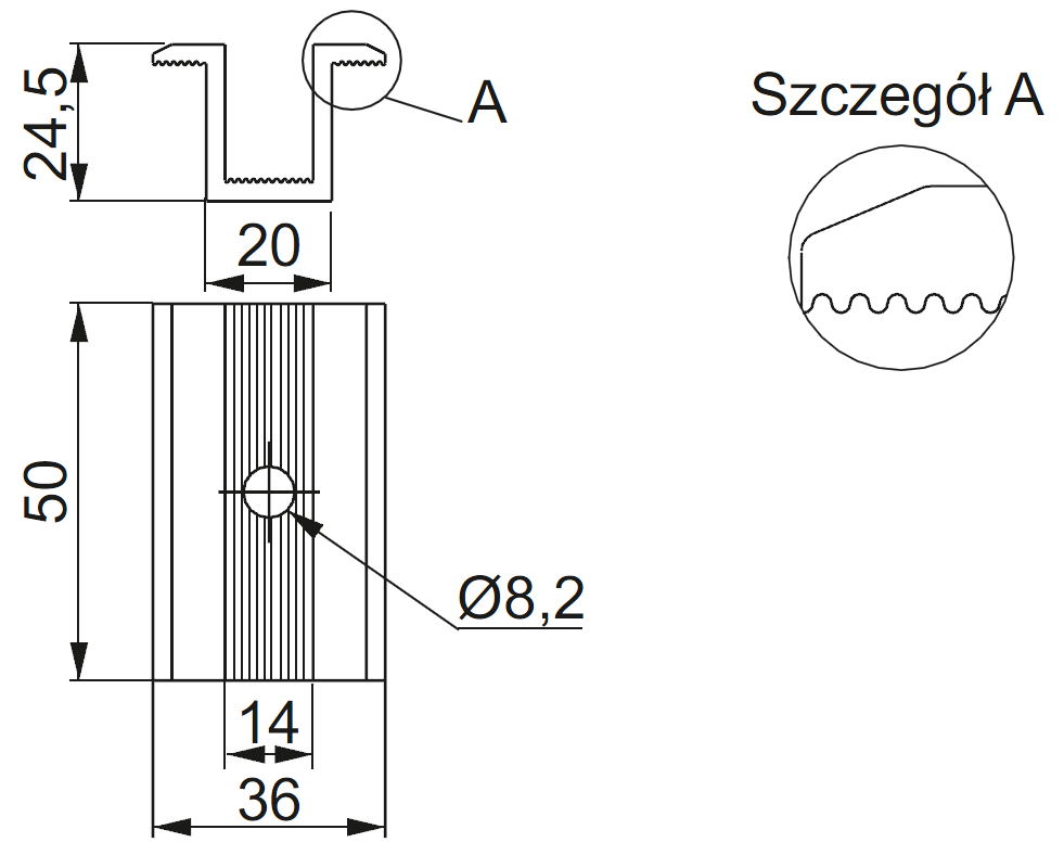 Mittelhalter für PV Unterkonstruktion PUF