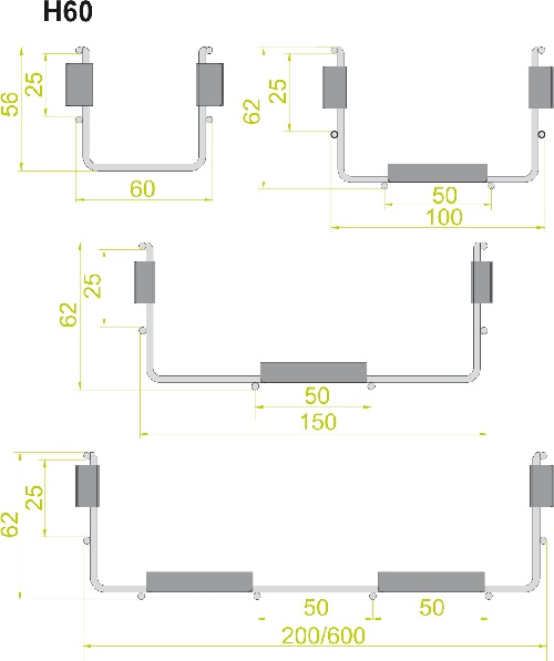 Gitterrinne 60 mm x 200 mm x 2000 mm