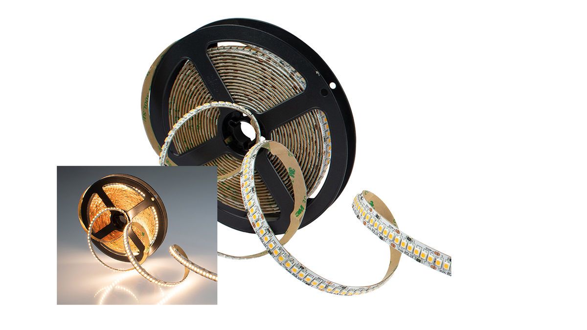 LED-Lichtstreifen 24V, flexibel 9,6W-1100lm/ m 2800K warmweiss, Maße: (L x B x H) 5000x8x2,5 mm