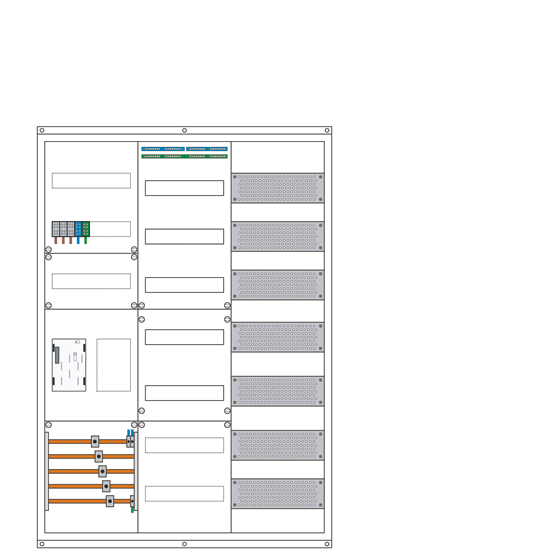 Zählerschrank eHZ 1 Zählerplatz, 1 Leer, 1 Verteiler, 1 TK-Feld 