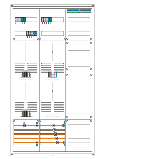 Zählerschrank 3Punkt, 3 Zählerplätze, 1 TSG, 1 Verteiler