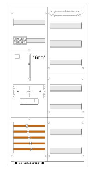 Zählerschrank 3Punkt, 1 Zählerplatz, 1 Verteiler mit 16mm²