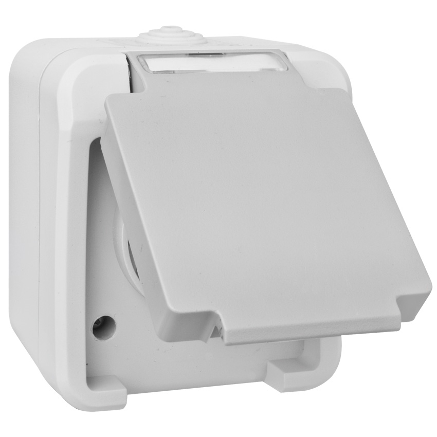 AP Steckdose 1-fach IP44, grau