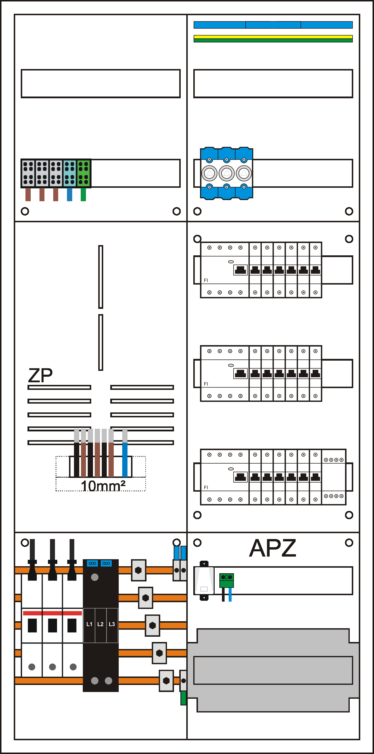 Zählerschrank 3HZ bestückt 1 Zählerplatz und 1 Verteiler mit APZ mit 10mm² Verdrahtung