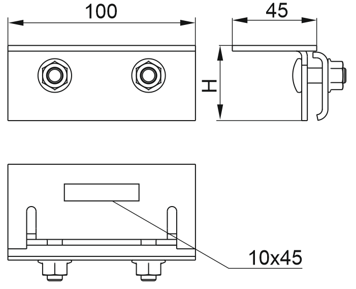  Halter für Stehfalzblech, Höhe 52mm, UBZRE25