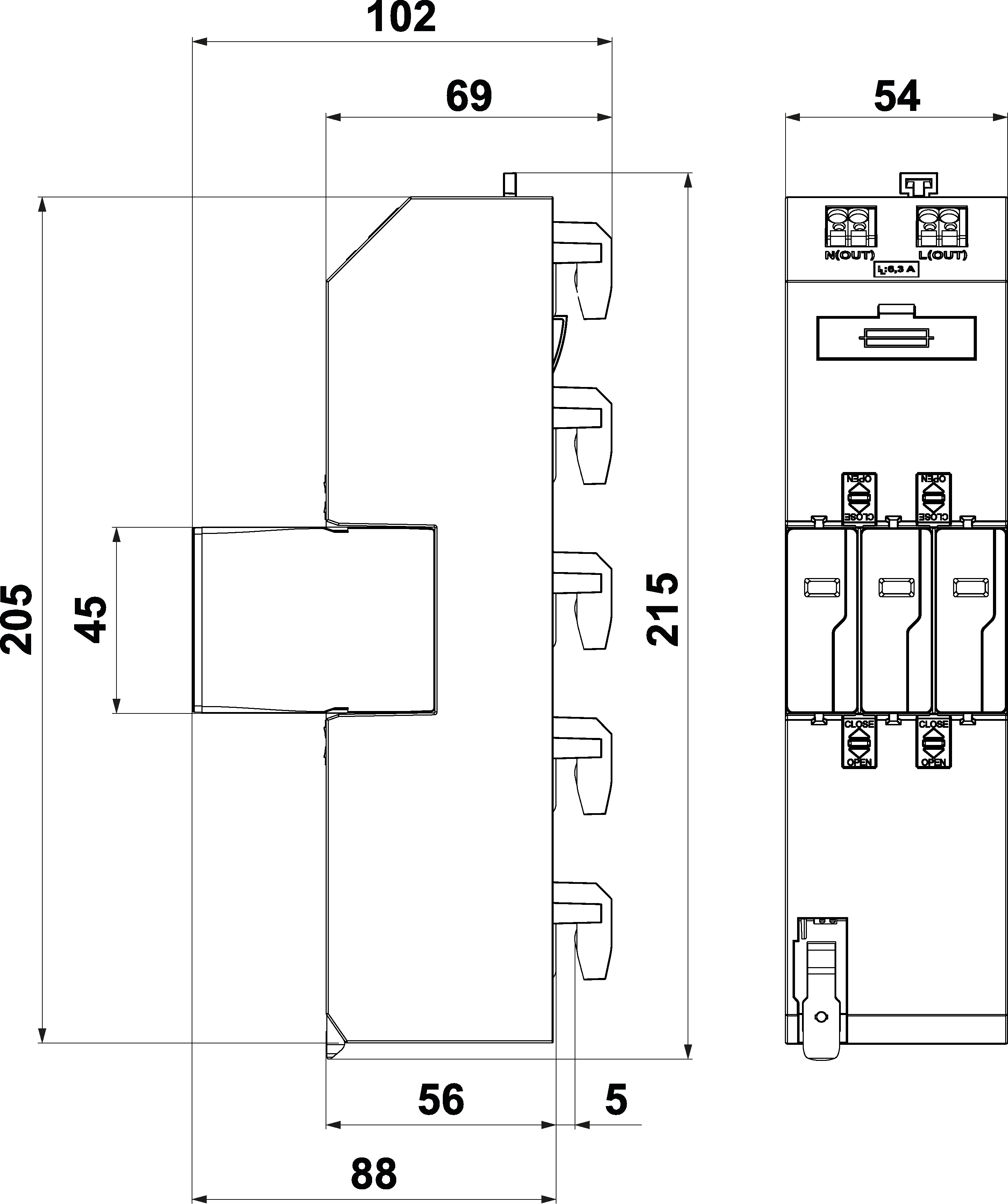 Kombiableiter FLP-ZP2-12,5-VBH/3+1 für die Sammelschiene mit Spannungsabgriff