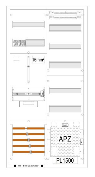 Zählerschrank 3Punkt, 1 Zählerplatz, 1 Verteiler inklusive APZ mit 16mm²
