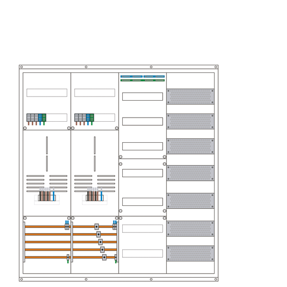 Zählerschrank 3 Punkt, 2 Zählerplätze, 1 Verteiler, 1 TK-Feld