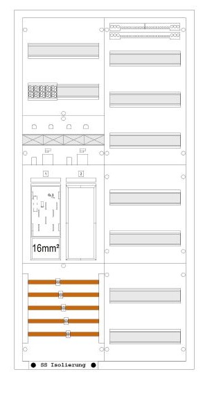 Zählerschrank eHZ 1 Zählerplatz, 1 Leerplatz, 1 Verteiler mit 16mm²